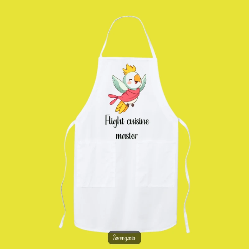 Funny Flying Parrot Apron, Tropical Kitchen Wear, Hilarious Cooking Gift