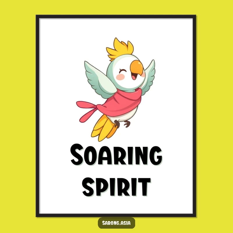 Funny Flying Parrot Digital Print, Tropical Bird Art, Instant Hilarious Decor