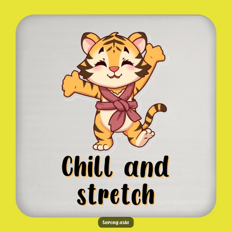 Funny Stretching Tiger Coaster Set, Protect Surfaces with Playful Humor, Hilarious Gift