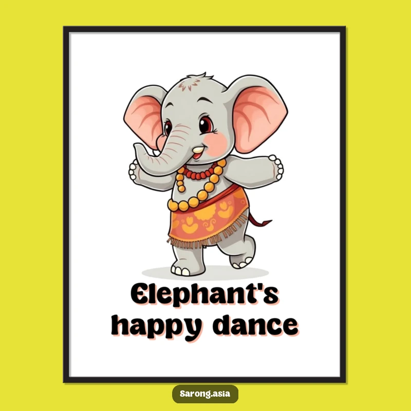 Funny Dancing Elephant Poster, Whimsical Animal Art, Hilarious Wall Decor Gift