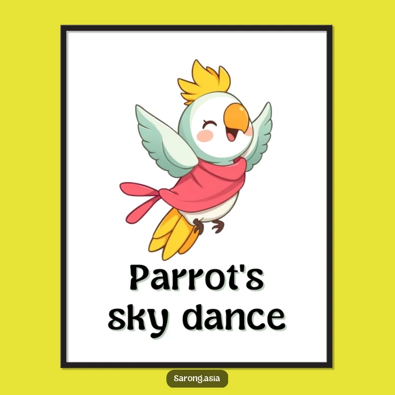 Funny Flying Parrot Poster, Tropical Bird Art, Hilarious Wall Decor Gift