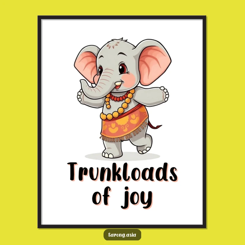 Free Printable Dancing Elephant Wall Art - Fun Sarong Animal Downloadable Decor