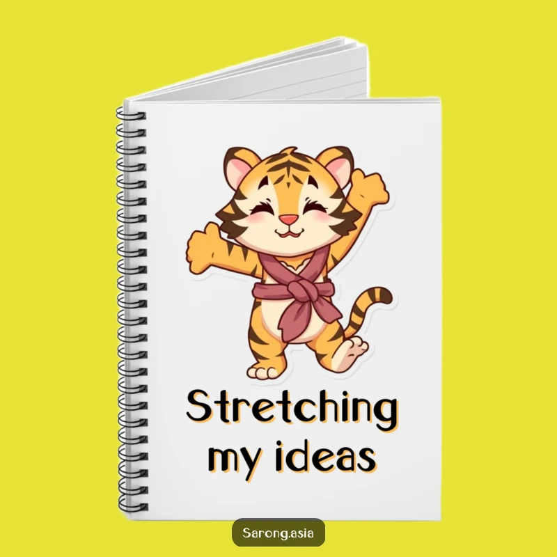 Funny Stretching Tiger Notebook, Journal for Tigers, Hilarious Stationery Gift