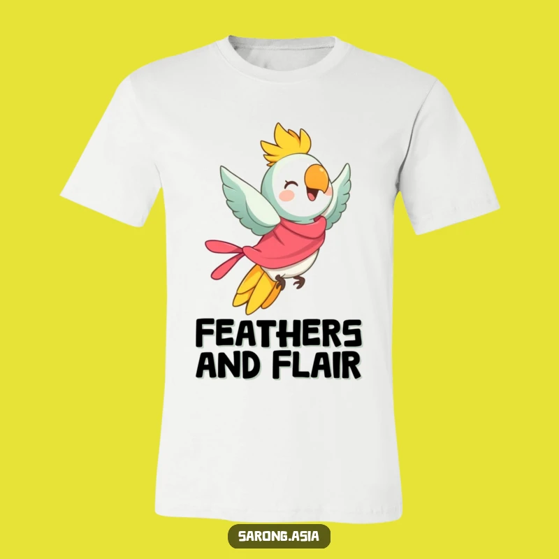 Funny Flying Parrot T-Shirt, Tropical Sarong Style, Hilarious Outfit