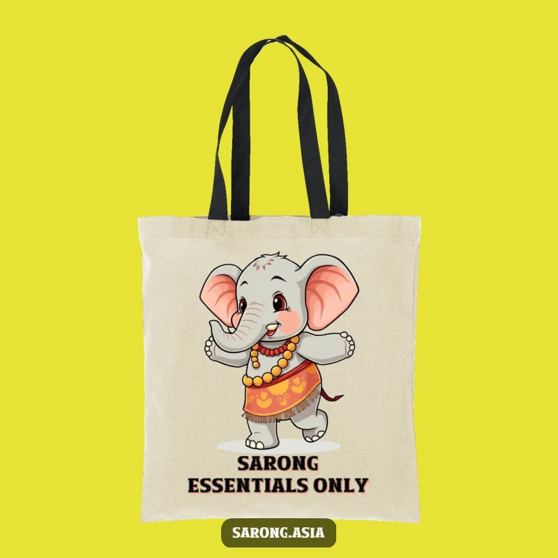 Funny Dancing Elephant Tote Bag, Joyful Sarong Accessory, Ideal Humorous Gift