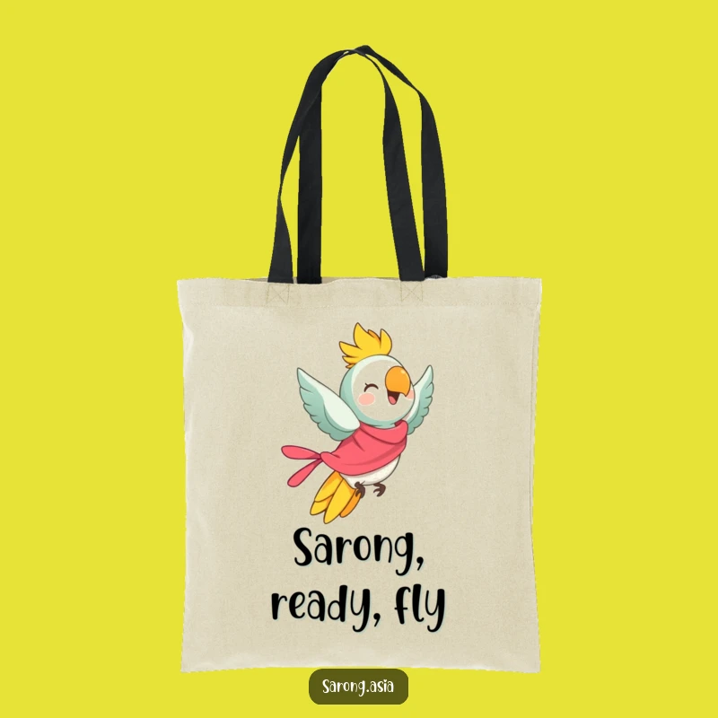 Funny Flying Parrot Tote Bag, Tropical Sarong Accessory, Ideal Humorous Gift
